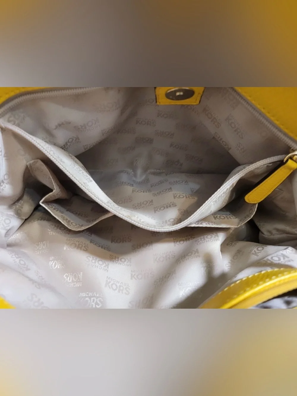 MICHAEL Michael Kors Satchel Hamilton East West Yellow Leather Shoulder Bag